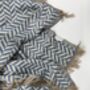 Capri Herringbone Luxury Cotton Blanket Aegean Blue, thumbnail 4 of 12