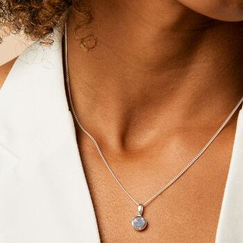 June Birthstone Moonstone Silver Charm Necklace, 2 of 9