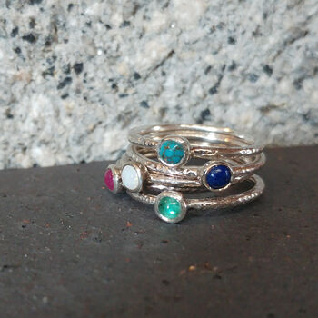 Silver Opal Stacking Ring Size L Other Sizes Available, 9 of 10