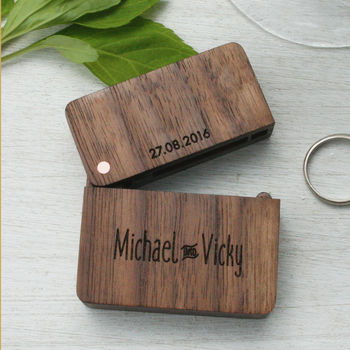 Personalised Walnut And Copper Wooden Engraved Ring Box, 2 of 2
