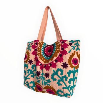 Embroidered Suzani Bag In Pale Pink, 11 of 12