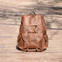 Military Style Genuine Leather Backpack Vintage Look, thumbnail 2 of 7