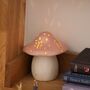 Ceramic LED Pink And White Toadstool Light, thumbnail 1 of 3