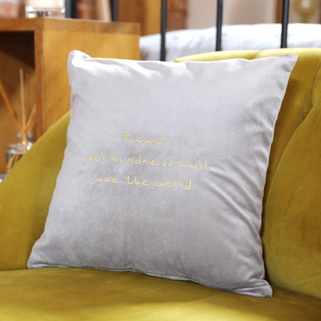 Personalised Embroidered Meaningful Words Cushion By Lisa Angel