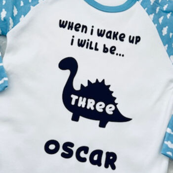 Personalised Kids Pyjamas | Birthday Eve Pjs | When I Wake Up, 2 of 2