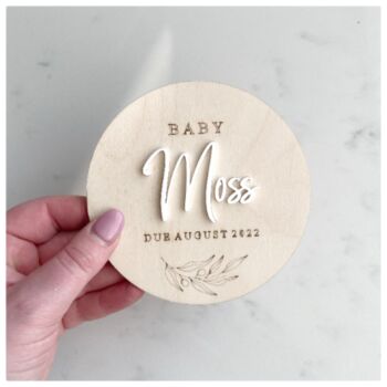 Baby Name Disc With Date And Surname, 3 of 3