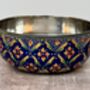 Hand Painted Stainless Steel Navy And Gold Patterned Serving Bowl, thumbnail 1 of 4