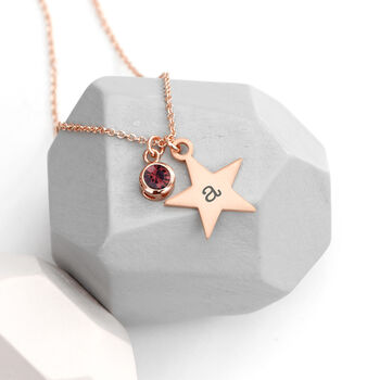 Personalised Rose Gold Star Birthstone Crystal Necklace, 6 of 12