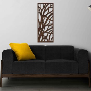 Abstract Wooden Tree Panel Set Modern Wall Decoration, 6 of 12