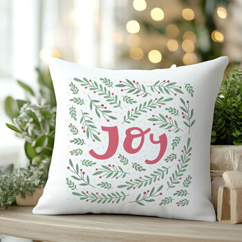 'Joy” Christmas Cushion, 4 of 5