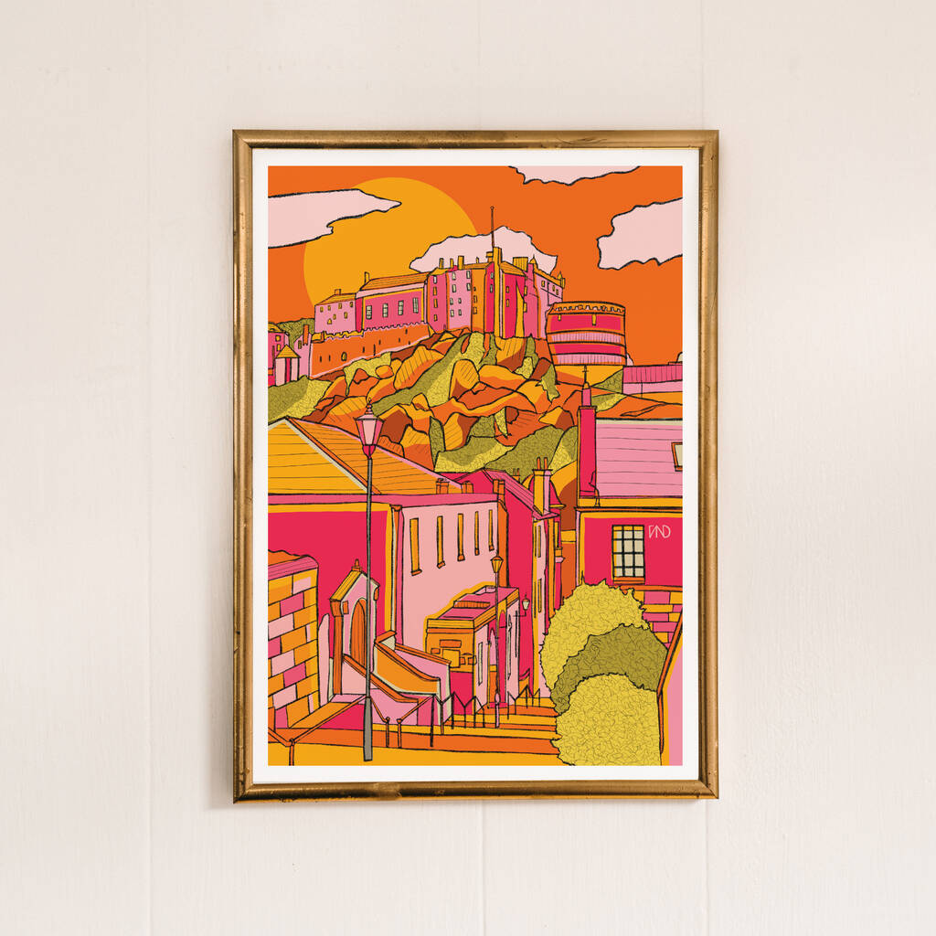 Edinburgh Castle Art Print By Freya Niamh Design