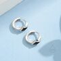 Tiny Rhombus Onyx Black Cz Huggie Hoop In Sterling Silver, thumbnail 2 of 12