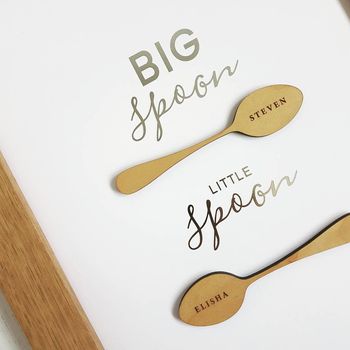 Big Spoon Little Spoon Personalised Silver Foil Print, 2 of 3