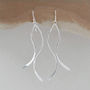 Sterling Silver Dangly Curved Ribbon Earrings, thumbnail 3 of 4