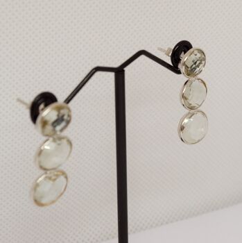 Green Amethyst Gold Plated Sterling Silver Earrings, 2 of 7
