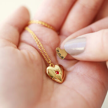 Personalised Birthstone Heart Locket In Gold Plating, 2 of 12