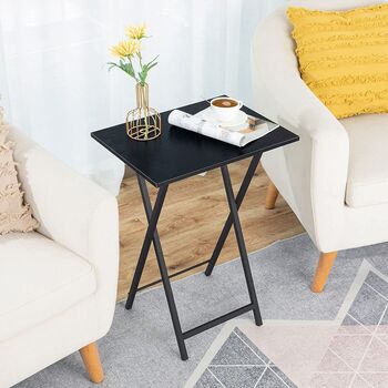 Set Of Two Small Black Side Table Folding Tray Table, 2 of 9