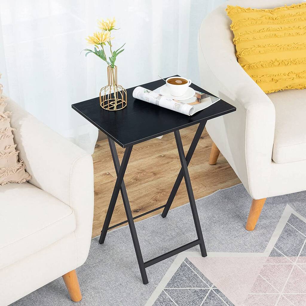 Black folding tv store tray table