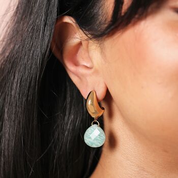 Semi Precious Teardrop Drop Earrings In Gold, 4 of 7