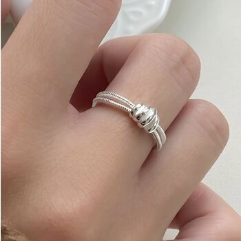 Sterling Silver Adjustable Mini Disc Ring, 3 of 4