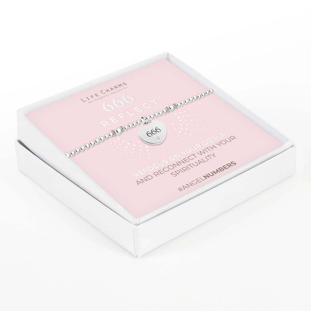 Angel Numbers 666 Silver Plated Beaded Bracelet, 1 of 3