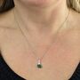 May Birthstone Necklace, Emerald, Silver Plated, thumbnail 3 of 8