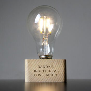 Personalised LED Bulb Wooden Table Lamp, 4 of 5