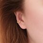 Dainty Lotus Huggie Hoops Earrings, thumbnail 3 of 6