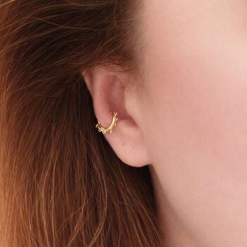 Dainty Lotus Huggie Hoops Earrings, 3 of 6