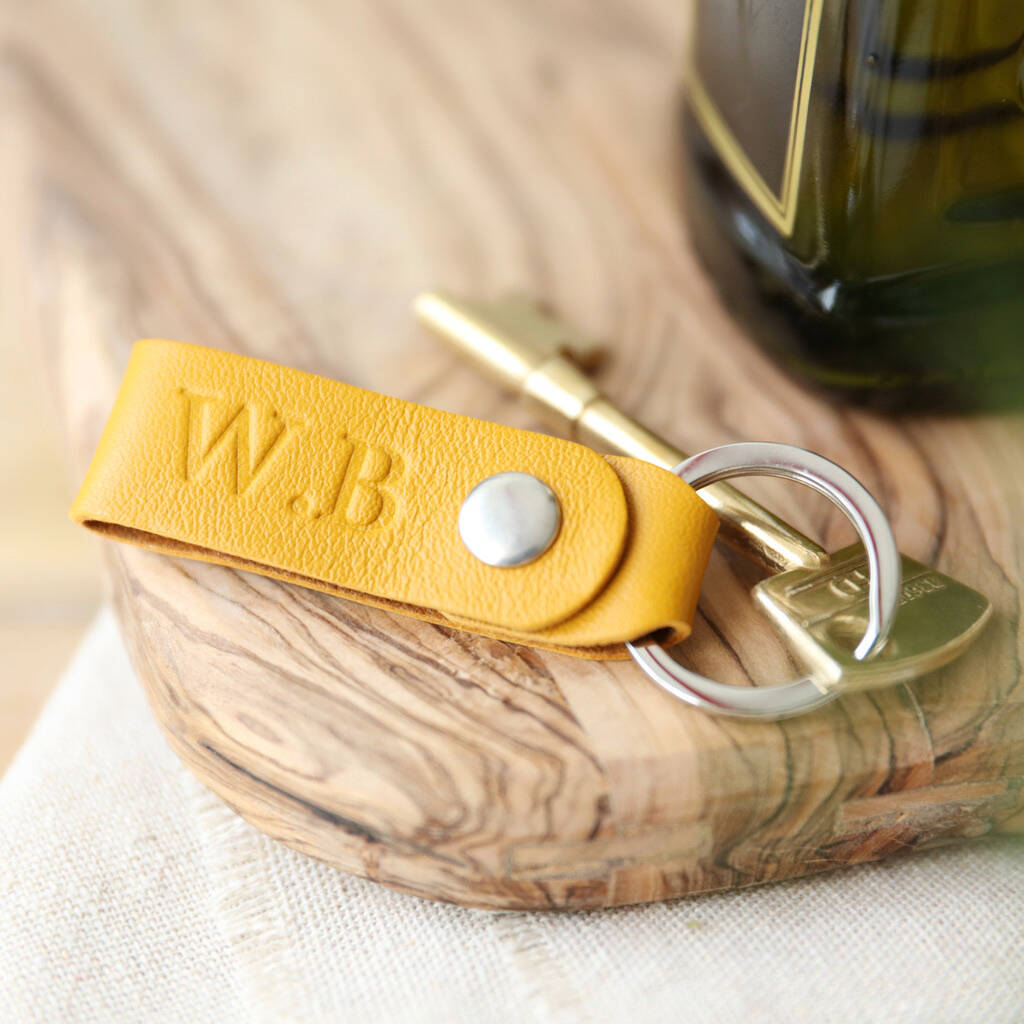 Personalised Debossed Leather Strap Keyring By Lisa Angel