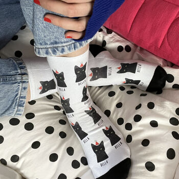 Personalised Cat Mum Or Dad Heart Socks, 7 of 12