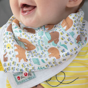 Muslin Bib And Burp Cloth For Baby | Bear Print, 3 of 10