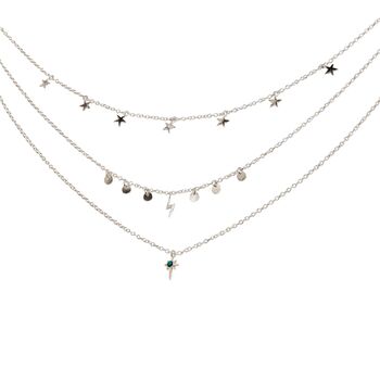 Star Gaze Triple Layer Night Sky Necklace Gold, 3 of 5