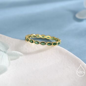Emerald Marquise Cz Infinity Ring In Sterling Silver, 3 of 12