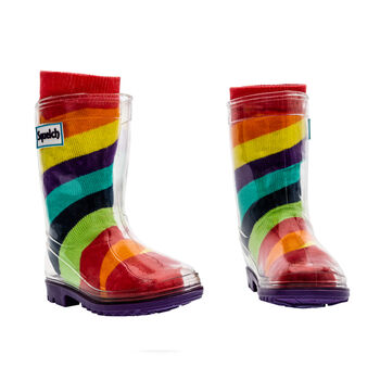 Squelch Transparent Wellies And Three Sock Set Fox, 5 of 7