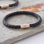 Personalised Rose Gold Plated Clasp Leather Bracelet, thumbnail 1 of 6