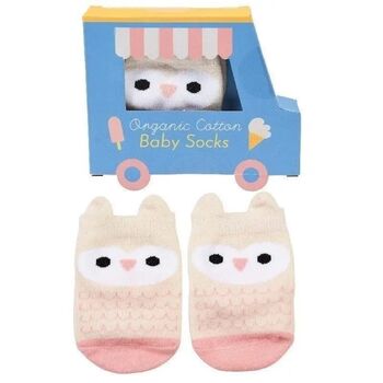 Pink Owl Organic Cotton Baby Socks, 2 of 4