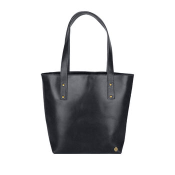 Personalised Black Buffalo Leather Open Tote, 2 of 9