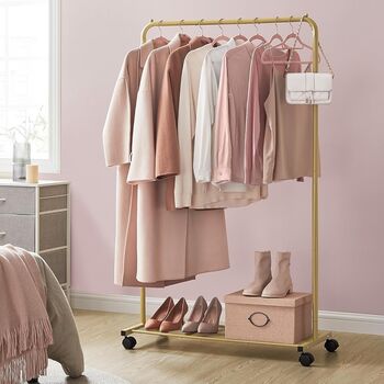 Rolling Clothes Rack With Shelf And Lockable Wheels, 3 of 12