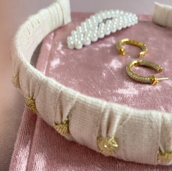 Jade Linen And Gold Headband, 2 of 3