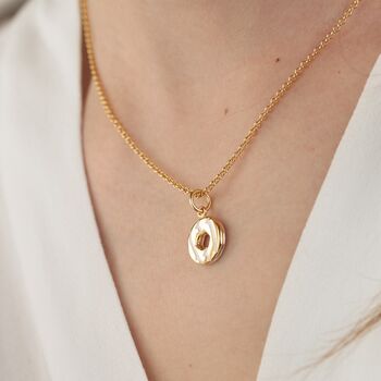 Gold Plated Party Ring Necklace With White Enamel, 4 of 8
