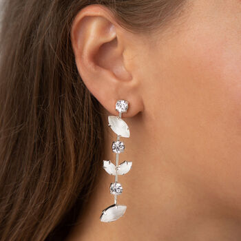 Swarovski Crystal Frosted Leaf Drop Earrings, 5 of 6