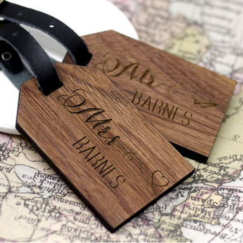 Personalised Wooden Honeymoon Luggage Tags, 3 of 3