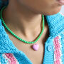 Bead Necklace With Pink Heart, thumbnail 3 of 3