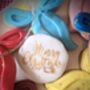Hand Iced Personalised Multi Coloured Christmas Bows Biscuit Gift Box, thumbnail 3 of 8