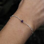 February Birthstone Amethyst Sterling Silver Bracelet, thumbnail 1 of 4