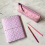 Pink Recycled A5 Notebook And Pencil Case Set, thumbnail 1 of 3