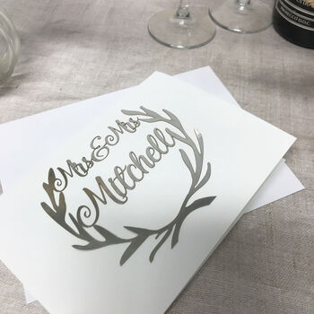 Personalised Mrs And Mrs Wedding Card, 6 of 10