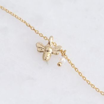 Gold Plated Bee Charm Anklet, 3 of 4