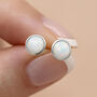 Sterling Silver White Opal Stud Earrings, thumbnail 3 of 9